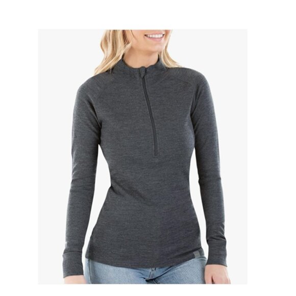 MERIWOOL Women's Base Layer 100% Merino Wool Midweight 250g Half Zip Sweater - Picture 2 of 7